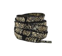 Elerevyo 1 Paar Flache Paisley-Schnürsenkel für Turnschuhe 0.31 Zoll Weiche Schnürsenkel für Lässige Wanderschuhe Schwarzes Gold 120cm/47.2"