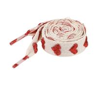 Elerevyo 2 Paar Flache Glitzernde Glänzende Schnürsenkel Metallische Herzschnürsenkel Beige-Rotes Herz 100cm/39.4"