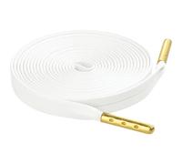 Elerevyo Flache Unisex-Schnürsenkel aus Kunstleder mit Metallspitzen Schnürsenkel für Schuhe, 2 Paar Weiß 80cm/31.5"