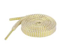 Elerevyo Glitzernde Metallische Gewellte Flache Schnürsenkel Gold-Silberne Pailletten Funkelnde Schnürsenkel für Turnschuhe 2 Paar Gelbgold 120cm/47.2"