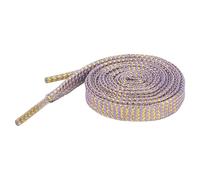 Elerevyo Glitzernde Metallische Gewellte Flache Schnürsenkel Gold-Silberne Pailletten Funkelnde Schnürsenkel für Turnschuhe 2 Paar Lila-Gold 160cm/63.0"