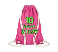 ELES VIDA Baumwollbeutel für Kinder 21x29 cm - 10 oder 25 Stück zum Bemalen & Gestalten - Beutel OEKO-TEX® geprüft kleine Sportbeutel - Festival Party Beutel, Jutebeutel Stoffbeutel Pink