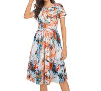 elescat Sommerkleider für Damen, lässig, Strand, lockere Passform, kurzärmelig, Sommerkleid mit Taschen, Rot-blaue Tinte, 3X-Groß