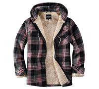 Elesuit Damen-Fleece-Flanelljacke mit durchgehendem Reißverschluss, kariert, Kapuzenjacken, Sherpa-Lind-Kapuzenpullover für Frauen, GRAU, XS