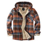 Elesuit Herren-Fleece-Flanell-Jacken mit durchgehendem Reißverschluss, kariert, Baumwolle, Kapuzenpullover, weich, warm, Mantel für Herren mit Kapuze, Orange/Abendrot im Zickzackmuster (Sunset Chevron