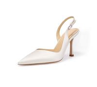 Elfenbeinfarbene Brautschuhe für Damen, Hochzeitsschuhe, Kuhledersohle, Futter und Socke aus echtem Schafsleder, Elfenbein, 37.5 EU