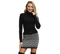 ELFIN Damen Pulloverkleid mit Taschen fair hergestellt, Schwarz, Gr. XL ,Weiß/Schwarz XL