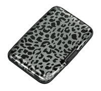 ELFISH Mini-RFID-Aluminium-Brieftasche, Kreditkartenhalter, Visitenkartenetui, Metall-Ausweishülle für Männer und Frauen, Schwarzes Leopardenmuster, Modern