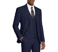 Elionm Anzug für Herren, schmale Passform, formelle Herrenanzüge, 3-teilig, Jacke, Weste, Hose, Hochzeit, Abschlussball, Herren-Smoking-Anzug-Set, Marineblau, S