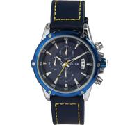 Elite Herren Armbanduhr Blau Analog Datum Chronograph Echt Leder Quarz 3 Bar