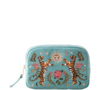Elizabeth Scarlett Celestial Tigers Velvet Makeup Bag - Dusky Teal