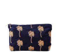Elizabeth Scarlett Gold Palm Navy Velvet Everyday Pouch