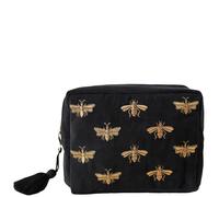 Elizabeth Scarlett Honey Bee Charcoal Velvet Wash Bag