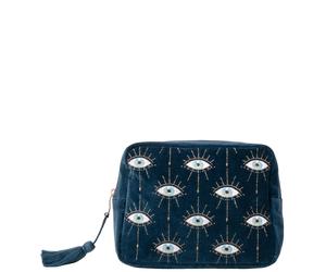 Elizabeth Scarlett Mystical Eye Ink Blue Velvet Wash Bag