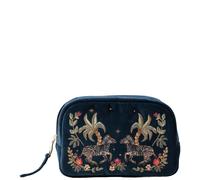 Elizabeth Scarlett Wild Zebra Palm Navy Velvet Makeup Bag