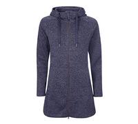 ELKLINE Damen Fleecemantel Durchwärmer | Strickfleecejacke halblang Übergangsjacke Kapuze, Farbe:blueshadow, Größe:42