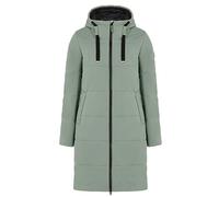 ELKLINE Damen Steppmantel Comfort | langer Wintermantel mit verstellbarer Kapuze | 2-Wege Reißverschluss mit Kinnschutz 2019060, Farbe:soft olive, Größe:46