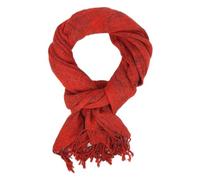 Ella Jonte Webschal Rot - Breiter Winterschal Strickschal mit Fransen | Weicher Herbstschal aus 50% Baumwolle und 50% Viskose. Wärmend, leicht strukturiert, vielseitig als Schultertuch tragbar
