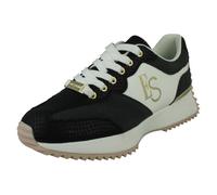 Elle F7R349 Elle Sport-Sneaker für Damen, Schnürschuhe, Schwarz/Weiß/Gold, Schwarz , 41 EU