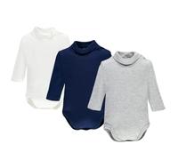 Ellepi baby body rollkragen junge langarm hemd kurzarm jungen kinder mit bodys langarmbody kragen weiss babybody weiß schwarz mädchen wickelbody fliege strampler rot, Weiß Blau Grau, 3 Monate
