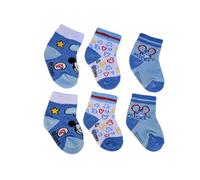 Ellepi Disney Babysocken - Set 3 Paar mit Minnie und Micky Maus, weich, aus natürlicher Baumwolle, Mickey Himmel, 0-6 Monate