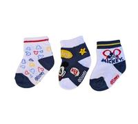 Ellepi Disney Babysocken - Set 3 Paar mit Minnie und Micky Maus, weich, aus natürlicher Baumwolle, Micky Maus Bco-Blau, 0-6 Monate