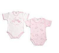Ellepi Set mit 2 Baby-Body mit Knöpfen, Pink 9 Monate