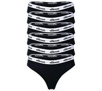 Ellesse Damen Strings, 6er Pack - HILLAR, Unterwäsche, Cotton Stretch, Logobund Schwarz S