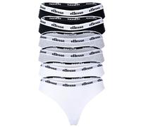 Ellesse Damen Strings, 6er Pack - HILLAR, Unterwäsche, Cotton Stretch, Logobund Schwarz/Weiß/Grau S