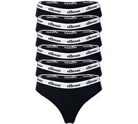 Ellesse Damen Strings, 6er Pack - HILLAR, Unterwäsche, Cotton Stretch, Logobund Schwarz S
