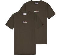 ellesse Herren T-Shirt 2er Pack - OLLIO 2, Kurzarm, Rundhals, Logo, Baumwolle, einfarbig Dunkelgrün / L L Grün