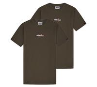 ellesse Herren T-Shirt 2er Pack - OLLIO 2, Kurzarm, Rundhals, Logo, Baumwolle, einfarbig Dunkelgrün / M M Grün