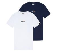ellesse Herren T-Shirt 2er Pack - OLLIO 2, Kurzarm, Rundhals, Logo, Baumwolle, einfarbig Weiß/Dunkelblau / M M Mehrfarbig