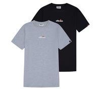 ellesse Herren T-Shirt 2er Pack - OLLIO 2, Kurzarm, Rundhals, Logo, Baumwolle, einfarbig Schwarz/Hellgrau L