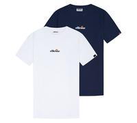 ellesse Herren T-Shirt 2er Pack - OLLIO 2, Kurzarm, Rundhals, Logo, Baumwolle, einfarbig Weiß/Dunkelblau XL