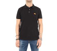 Ellesse Poloshirt für Herren, kurzärmelig, mit Logo bestickt, 100 % Baumwolle, Schwarz Small
