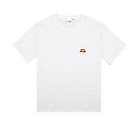 Ellesse T-Shirt Kurzarm Herren Rundhalsausschnitt Logo Patch Stickerei 100% Baumwolle, weiß, Small