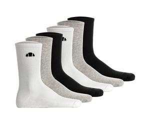 ellesse Unisex Socken, 6er Pack - ALACRE, Crew Socken, Logo, einfarbig Schwarz/Weiß/Grau / 41-46 41-46 Mehrfarbig