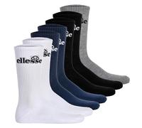 Ellesse Unisex Sport-Socken, 7 Paar - Trego Sport Sock, Crew Socks, Tennis, Ripp-Bündchen, Logo Schwarz/Weiß/Blau/Grau 40-42