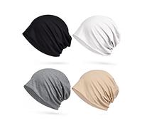 ELLEWIN Sommermütze, Baumwolle, Hip-Hop, weich, leicht, Laufmütze, für Erwachsene, Zwergmütze, Chemo-Kappe für Männer und Frauen - Schwarz - Medium-Large