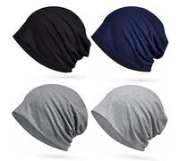 ELLEWIN Sommermütze, Baumwolle, Hip-Hop, weich, leicht, Laufmütze, für Erwachsene, Zwergmütze, Chemo-Kappe für Männer und Frauen - Schwarz - Medium-Large
