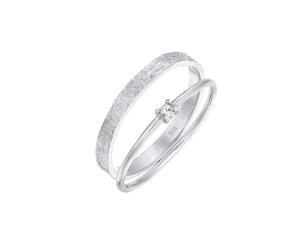 Elli 0er Set Solitär Bandring 925 Silber, mit Kristallen von Swarovski® 52 Damen