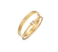 Elli Ring Damen Stapel 2er Set Solitär mit Glaskristall in 925 Sterling Silber