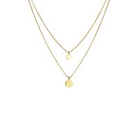 Elli Gliederkette »2-lagig Layer Coin Plättchen Struktur 925 Silber«, goldfarben