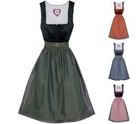 Elli 2-teiliges Midi-Dirndl Kleid Dirndl Trachtenkleid :Dunkelgrün 38/M