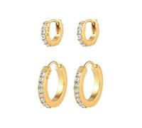 Elli 2er Set Creolen 925 Silber, mit Kristallen von Swarovski® goldfarben Damen