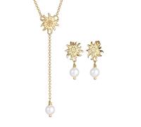 Elli 2er Set Edelweiss Perle Tracht 925 Silber golfarben Damen