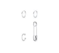 Elli, Ohrringe 3er Set Sicherheitsnadel Safety Pin Earcuff Creolen 925 Silber in silber, Schmuck für Damen Gr. OneSize