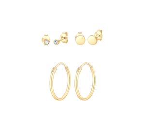 Elli 3er Set Stecker 925 Silber, mit Kristallen von Swarovski® goldfarben Damen