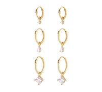 Elli 3er Set Trio Creolen Einhänger Zirkonia 925 Silber goldfarben Damen